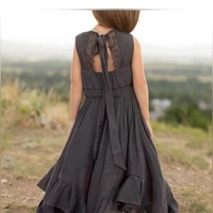 EUC Girls 12 Joyfolie Charcoal Lace Back Formal Dress